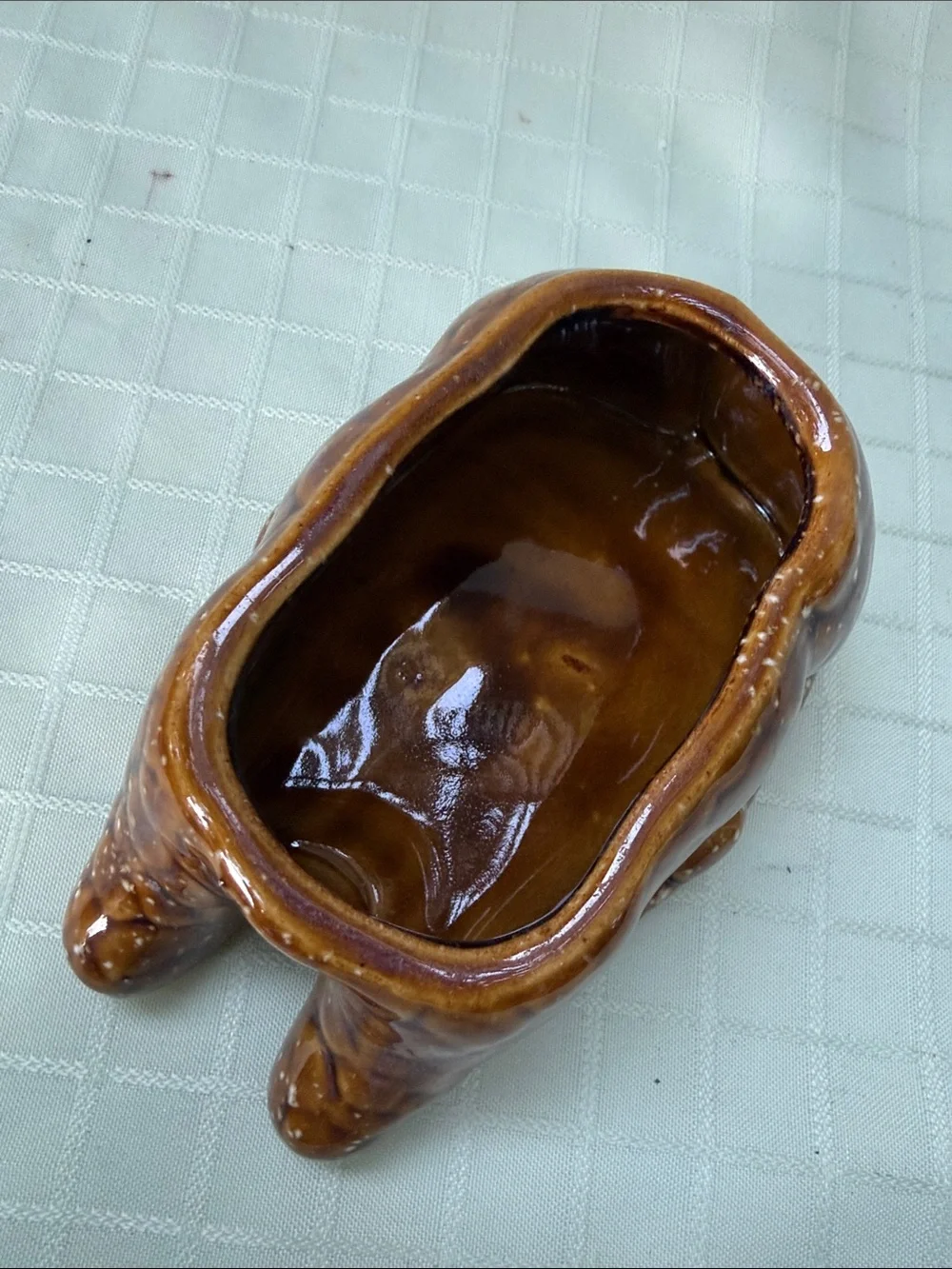 Vintage Brown Ceramic Giraffe Jewelry Organizer Sculpture
